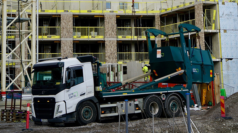 Hämtning av restprodukter på bygge